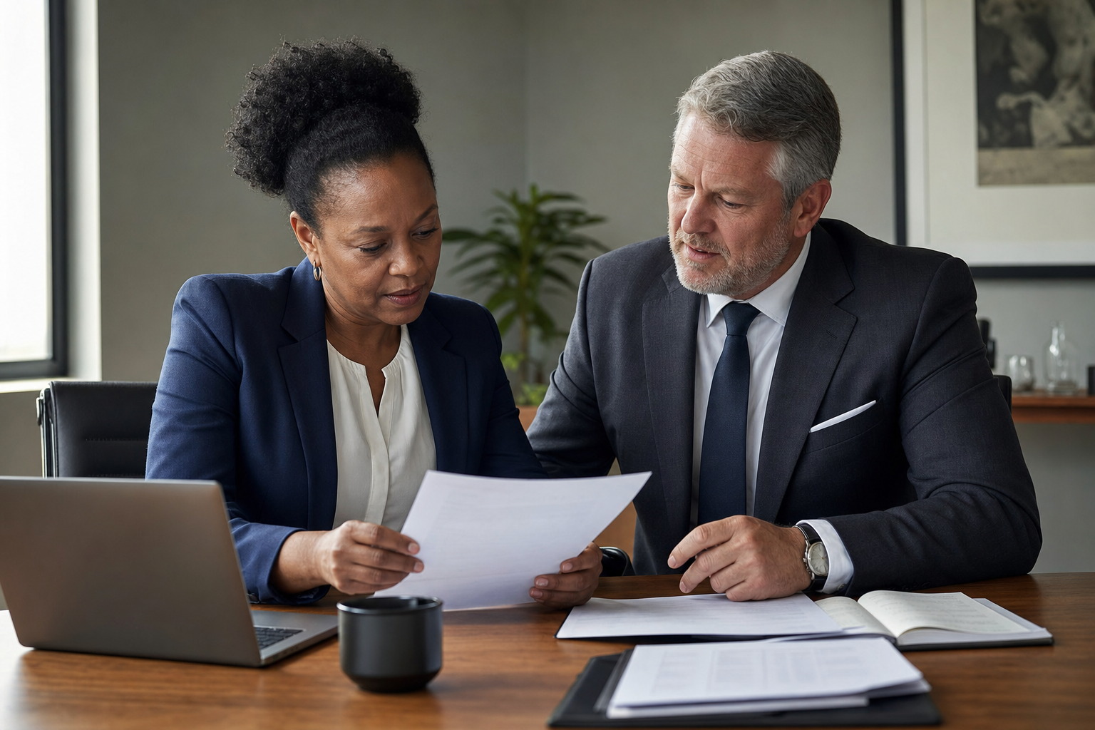 Two Black Heath Advisory consultants in conversation